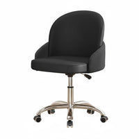 Height Adjustable Armless wheeled Chair Ergonomic spine supportrest rotating Stool effortless Rolling Casters Office Furniture Minimalist Design for Nail Technicians, Makeup lovers, Vanity Users, Dorm Room, Study Area, Small Spaces, Workstation
