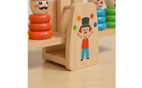 Develops Hand-Eye Coordination Wooden Clown Balance Scale Early Learning Clown Stacking Rings Toy Parent-Child Interaction Seesaw Balance Stacking Toy for Preschoolers, Toddlers