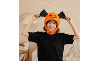 Pumpkin Hat with Wings Spooky Halloween Soft Headwear Jack-O'-Lantern Head Cover Comfortable Pumpkin Head Mask Oversized