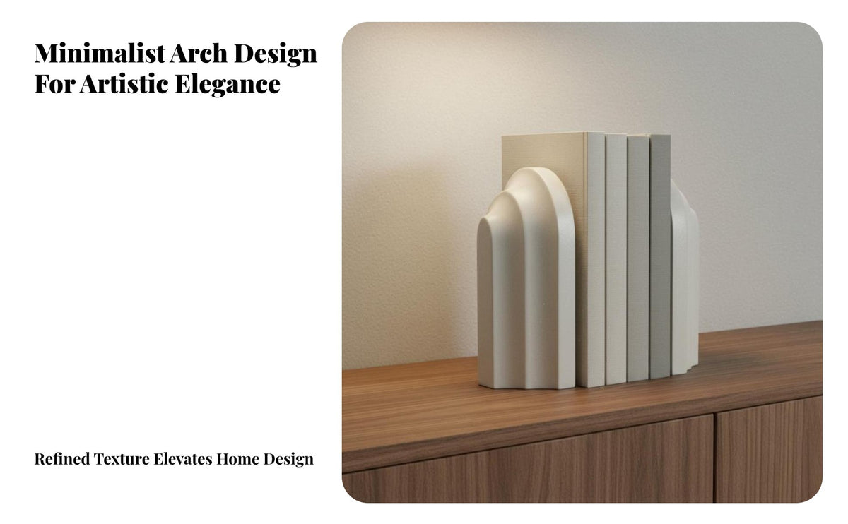 2 Pieces Hand-Crafted Arched Bookend Geometric Book Holder for Home Decorators, Office Workers, Study Room, Bookshelf, Bookshelves