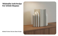 2 Pieces Hand-Crafted Arched Bookend Geometric Book Holder for Home Decorators, Office Workers, Study Room, Bookshelf, Bookshelves