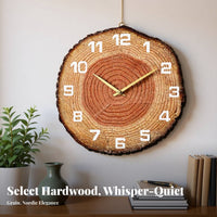 Silent Movement 12 Inch Wall Clock Non-Ticking Wooden Annual Circle Clock Easy to Hang for Homeowners, Adults, Living Room, Bedroom