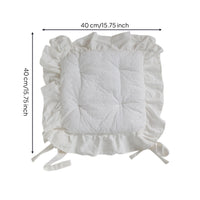 Ruffled Chair Cushion Square Chair Pad with Ties Padded Easy-to-Tie for Dining Chairs