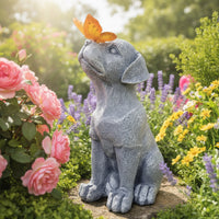 Dog Statue with Solar Light -Look Garden Statue with Solar Lantern Energy-Efficient Dog Figurine