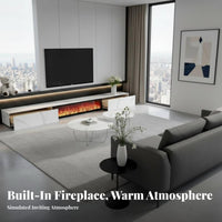 Fireplace TV Stand Realistic Effect Fireplace media devices Center Modern Design Living Room Furniture for Homeowners, Families, Bedroom, Home