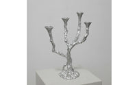 Tree Branch Form Candelabra Holder Metal Tree Branch Candelabra Artistic Candle Holder with Four Sockets for Tabletop