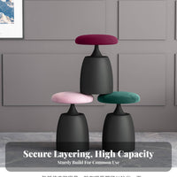 Light Luxury Round Upholstered Pouf Modern Design Vanity Seat Comfortable Seating Small Stool Space-Saving for cosmetic Professionals, Interior Decorators, Bedroom, Dressing Area, Living Room, Entryway