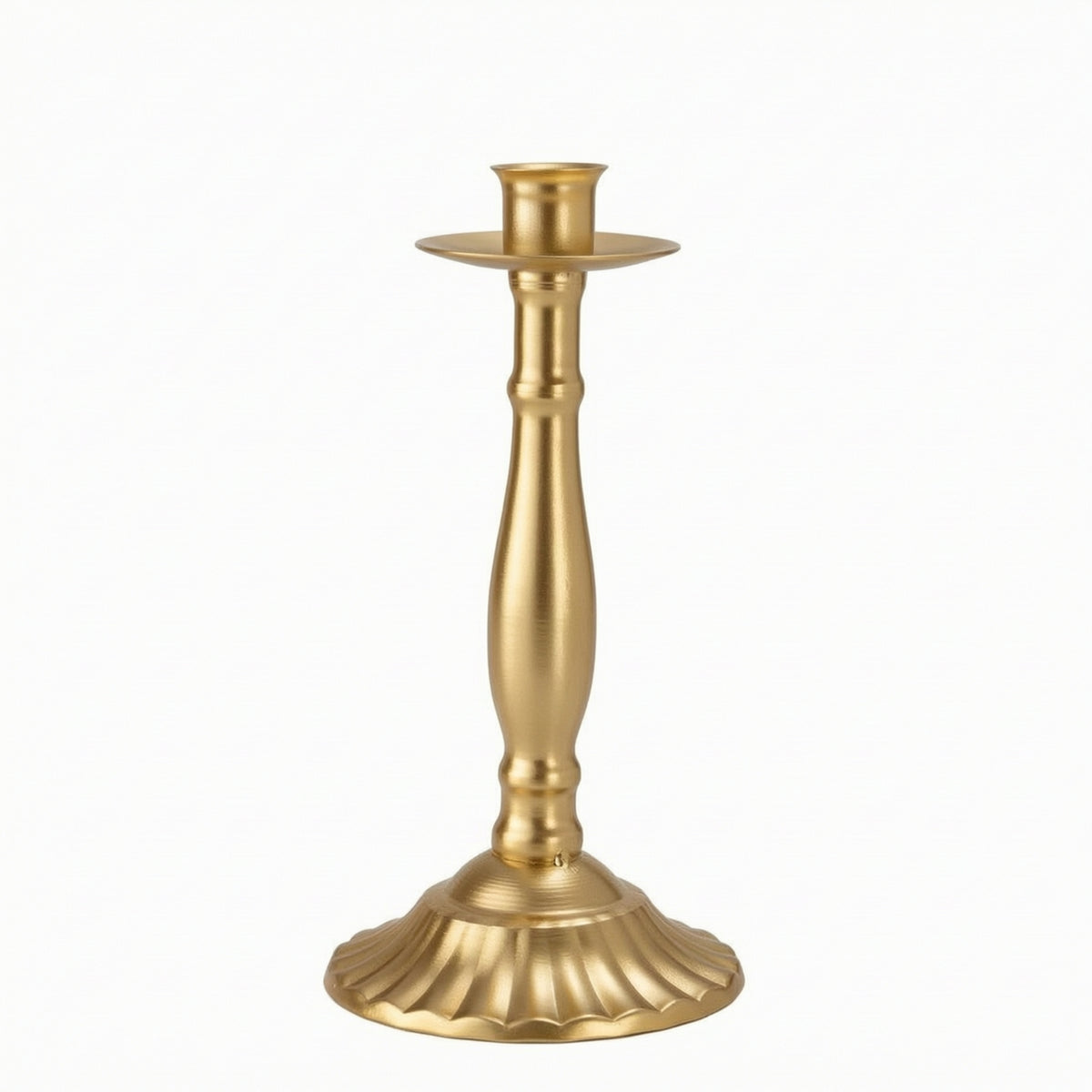 Candlestick with Fluted Base Polished Taper Candle Holder Fluted Candlestick Holder Sturdy Versatile for Dining Tables