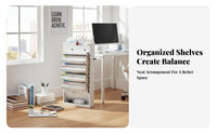 Foldable Rolling Desk-Side Book organizer With casters Multi-Compartment organizer Multifunctional book organizer Space Saving for Students, Teenagers, Office Workers, Classroom, Study Room, Bedroom, Nursery
