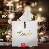 Acrylic Event Card Box Hinged Lid Card Holder Box with Lock Elegant Design Frosted Acrylic Wishing Well for Couples, Graduates, Infant Shower