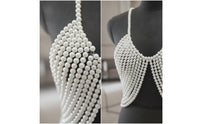Layered Pearl Body Chain Fringe Pearl Shoulder Chain Lightweight Shoulder Harness Trendy for Photoshoots