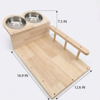 Cat Climbing Shelves and Playhouse with Feeding Bowls, Solid Wood Wall-Mounted Activity Center, Space Saving Shelves Sleeping for Indoor Cats