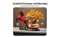 Housewarming Gift Horse and Wealth Tree Statue Good Luck Symbol Feng Shui Horse Ornament Exquisite Craftsmanship for New Homeowners