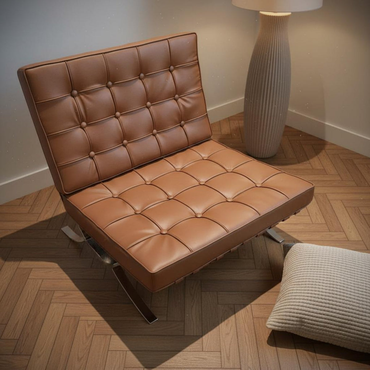 Designer Look Century-Century Modern Pavilion Chair Minimalist Design Armless Chair with Chrome Frame Fully Assembled for Living Room, Office, Reception Area