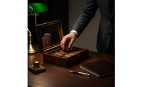 Watch and Jewelry Organizer Box Elegant Wood Grain Coating 2-Layer Watch and Jewelry Holder Soft Velvet Lining for Men