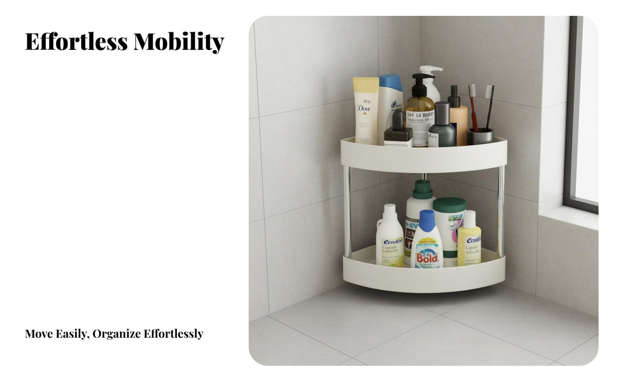 Multi-Tier Tiered Corner Trolley Space-Saving Utility Trolley 360° Rotating Wheels Household Storage Easy to Assemble for Apartment Dwellers, Homeowners, Students, Bathroom, Narrow Areas, Laundry Room, Kitchen