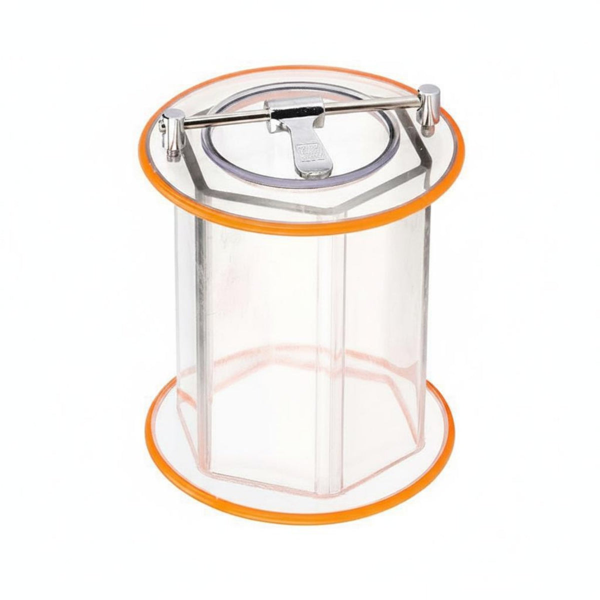 Hexagonal Polishing Barrel High Glass-Like Acrylic Tumbler Drum Stainless Steel Latch Rotary Polisher Barrel for Hobbyists, Workshop, Metalworking