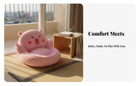 Soft Feel Cartoon Bear Floor Seat Multi-Purpose Velvety Creature Seat Cushion Non-Slip Bottom for Students, Gamers, Balcony, Bedroom