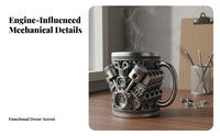 Resin Craft V8 Engine Coffee Cup Creative Design V8 Engine Coffee Mug Unique Gift for Mechanics, Engineers, Desk Decoration, Workshop, Home