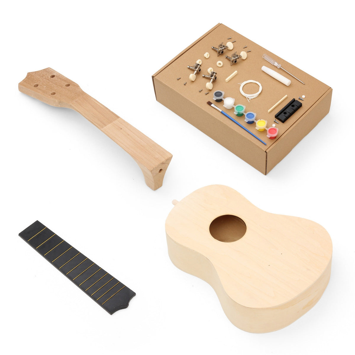 DIY Ukulele Kit to Assemble Your Own 21 Inch Ukulele Building Kit Unfinished Small Guitar for Kids, Beginners, Household Craft