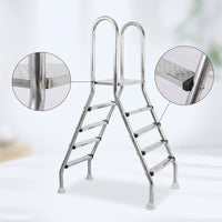 Stainless Steel Double-Sided Pool Ladder Long-Lasting Pool Ladder with Handrails Sturdy Outdoor for Backyard