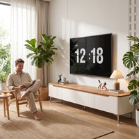 TV Cabinet with Drawers Solid Wood Low-Profile Media Cabinet Modern-Minimal TV Stand for Families, Living Room, Apartments