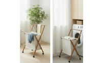 Laundry Hamper with Hanging Rail Foldable Laundry Hamper with Wheels Space-Saving for Bedroom