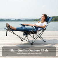 Foldable Design Portable Reclining Lounger Headrest Included Reclining Camping Chair Cup Holder Adjustable Folding Lounger Side Storage Pocket for Shut Ice Workers, Beachgoers, Fishing, Picnics, Garden, Backyard