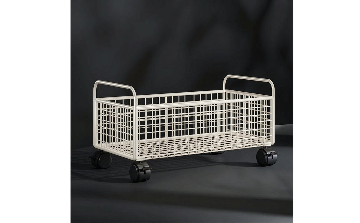Wire Storage Basket with Wheels Multi-Functional Under Desk Storage Cart Sturdy Book Cart for Teachers