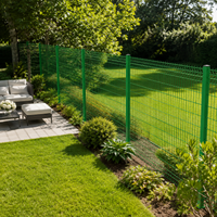 Grass Green Wire Fence Panel, Double Wire Mesh Fencing, PVC Coated Galvanised Security Fence Panels for Solar Farms, Livestock Enclosure Fencing