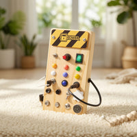 Wooden Busy Board Interactive Busy Board with Switches Long-Lasting Learning Toy Compact for Toddlers, Kids