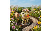 Sunlight-Activated CottageLight Floral Decoration Cottage Night Light Weather Resistant Solar House Ornament for Garden