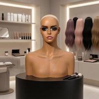 Mannequin Head with Shoulders Flesh-Toned Hairpiece display Bust Shoulder Form Bust Mannequin