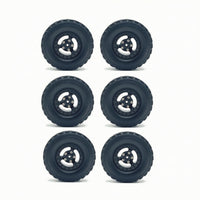 6 Pieces 1:12 1:16 RC Wheel and Tire Set Rugged Surface Design RC Wheels with Metal Hubs Rough-Terrain