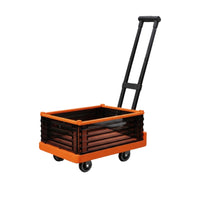 Foldable Trolley with Basket Portable Hand-Push Trolley with Handle Silent Foldable Utility Cart for Camping