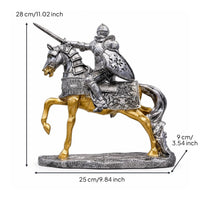 Equestrian Knight Horse Figurine Armored Knight Horse Textured Base Equestrian Sculpture Realistic Details for Home Display