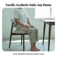 Comfortable Upholstery Nordic Design Side Chair Sturdy Construction Textile Side Chair with Wood Legs High-Density Foam Cushion Indoor Seating Ergonomic Backrest for Homeowners, Restaurant Owners, Interior Design Enthusiasts, Cafe, Living Room