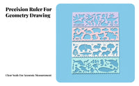 4 Pieces Creature Drawing Stencil Set Lightweight and Portable Plastic Creature Template Ruler Even Edges for Preschoolers, Crafting