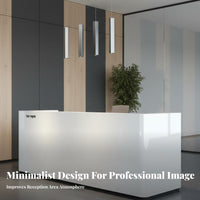 Modern Reception Desk Sturdy Construction Varnish Finish Front Desk Scratch-Resistant Commercial Cashier Counter for Business Owners, Lobby, Showroom