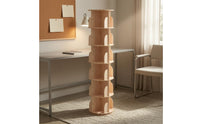 Wooden Rotating Bookshelf Floor Standing Bookcase Unit Curved Panels Round Swivel Book Shelf