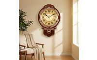 Pendulum Wall Clock with Digital Display Traditional for Hallway, Decorators
