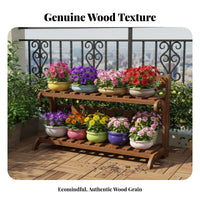 Sturdy Construction Multi-Tier Flower Rack Space Saving Multi-Tier Wood Plant Shelf Strong Load-Bearing Wooden Plant Shelf Easy Assembly for Gardeners, Homeowners, Balcony, Living Room, Indoor, Bedroom