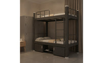 Bunk Bed with Storage Cabinet Space-Saving Bunk Bed with Mattress Double-Layer Furniture for Students, Roommates, Dorm Rooms, Shared Apartments