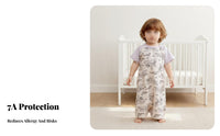 Bamboo Cotton Material Baby Split-Leg Sleeping Bag Breathable Short Sleeve Sleep Sack Soft Toddler Sleep Sack with Legs Machine Washable for Toddlers, Early Walkers, Bedtime, Naptime, Nursery, Crib