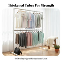 On casters Rolling Clothes Stand with Basket Double Hanging Rod Rolling Clothing Stand with Shelves unrestrictedstanding Garment Rack 2-in-1 Design for Boutique Owners, Homeowners, Bedroom, Retail outlet, children's Room, Entryway
