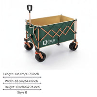 Steel Frame Folding Wagon Transport Vehicle Washable All-Terrain Wagon Transport Vehicle Double-Layer Large Wheels for Camping