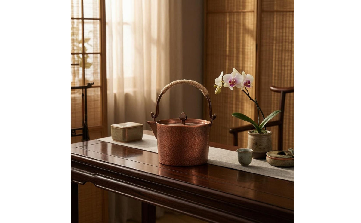Hammered Copper Kettle Textured Surface Cookware
