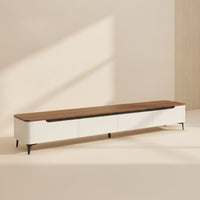TV Cabinet with Drawers Solid Wood Low-Profile Media Cabinet Modern-Minimal TV Stand for Families, Living Room, Apartments