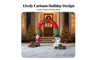 Green Bow Santa Snowman Arch Snowflake Print Christmas Inflatable Arch Outdoor Stable Ground Stakes