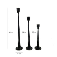3 Pieces Black Cast Iron Candlestick Retro Design Tall Candlestick Holder
